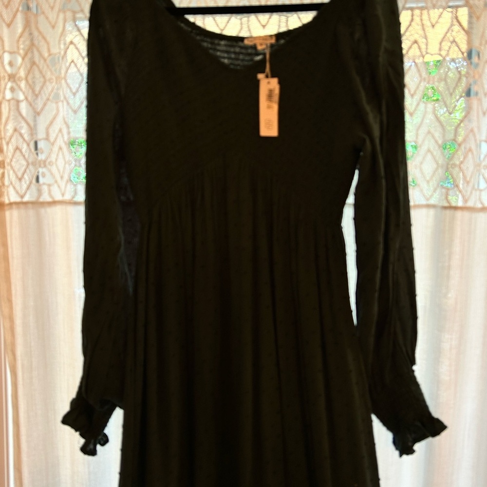 Baltic born smocked dotted midi dress in Evergreen